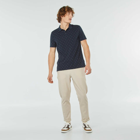 Polo en piqué de coton avec imprimé