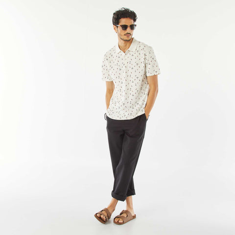Polo en piqué de coton avec imprimé