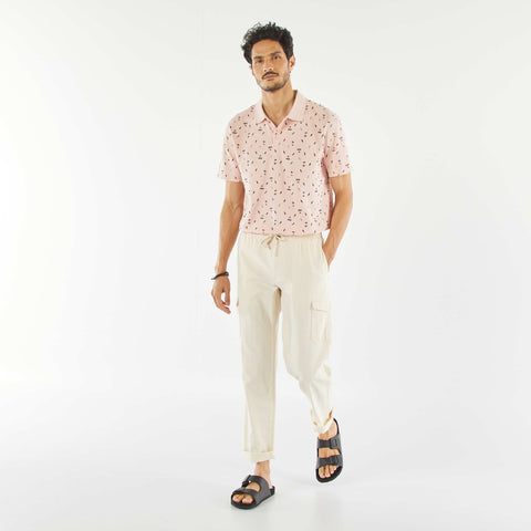Polo en piqué de coton avec imprimé