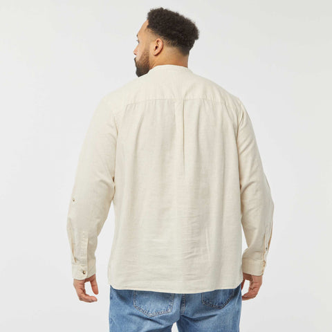 Chemise en lin mélangé avec manches longues retroussables