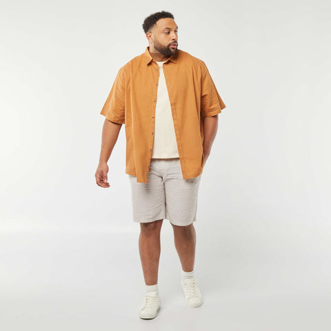 Chemise en lin mélangé à manches courtes