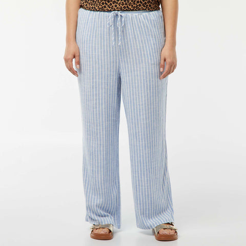 Pantalon droit avec taille élastiquée + liens