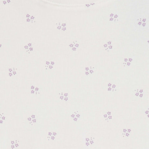 T-shirt côtelé avec bords ondulés et motifs