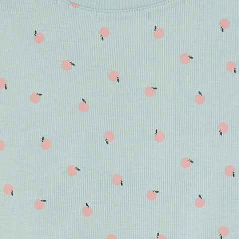 T-shirt côtelé avec bords ondulés et motifs