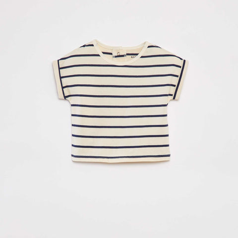 Ensemble t-shirt rayé + pantalon en denim - 2 pièces