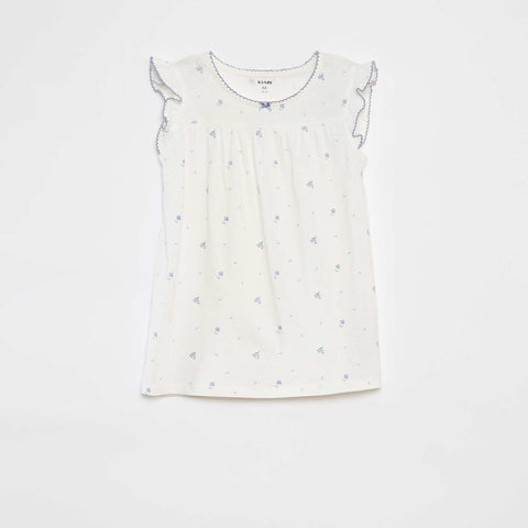 Pyjama court t-shirt volanté + short - 2 pièces