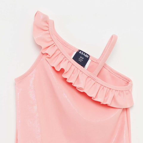 Maillot de bain avec col asymétrique volanté