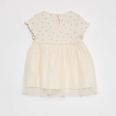 Robe à manches courtes avec bas en tulle