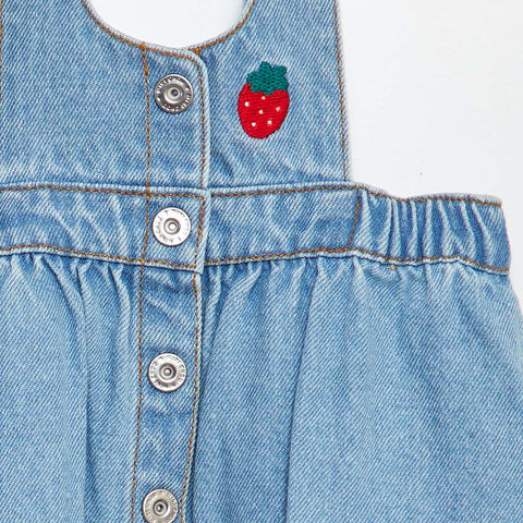 Robe salopette en jean brodée