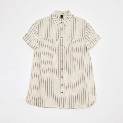 Robe en lin mélangé avec col chemise