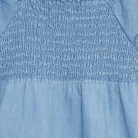 Robe en denim avec broderie anglaise