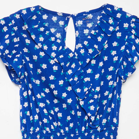 Robe courte imprimée et volantée
