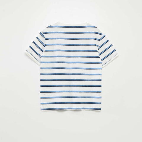 T-shirt rayé avec col tunisien