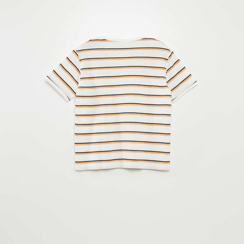 T-shirt rayé avec col tunisien