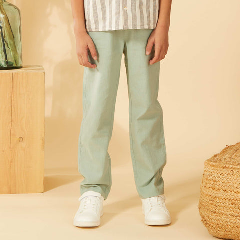 Pantalon regular en lin