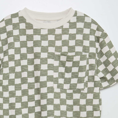 T-shirt à manches courtes avec poche poitrine et imprimés