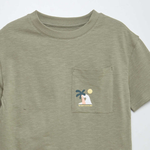 T-shirt à manches courtes avec poche poitrine et imprimés