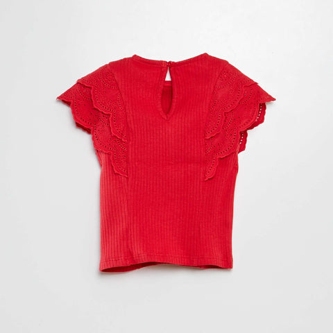 T-shirt avec manches brodées