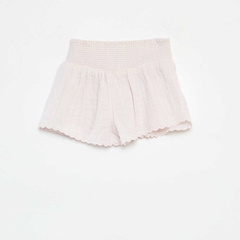 Short brodé en gaze de coton