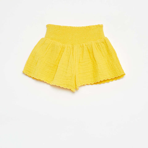 Short brodé en gaze de coton