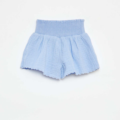 Short brodé en gaze de coton