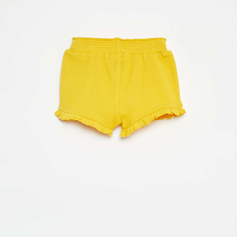 Short en maille gaufrée avec bords ondulés