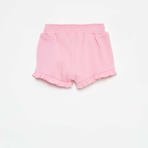 Short en maille gaufrée avec bords ondulés