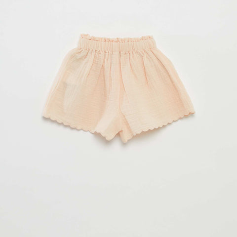 Short en gaze de coton volanté