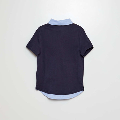 Polo en jersey manches courtes effet 2 en 1