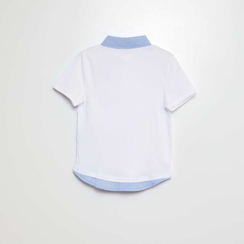 Polo en jersey manches courtes effet 2 en 1