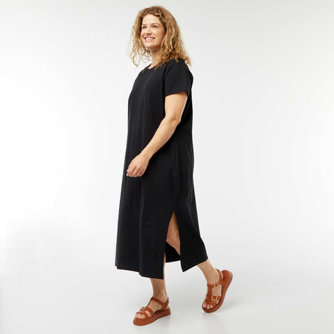 Robe t-shirt longue à manches courtes unie