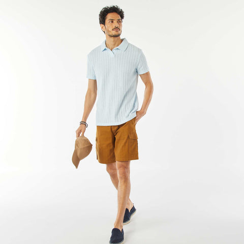 Polo en maille gaufrée à manches courtes