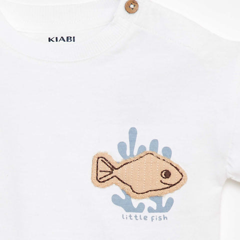 Tee-shirt manches courtes à motifs avec ouverture épaule