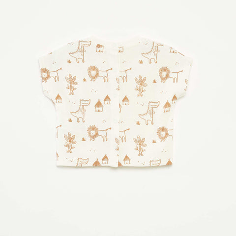 T-shirt en maille gaufrée avec imprimé