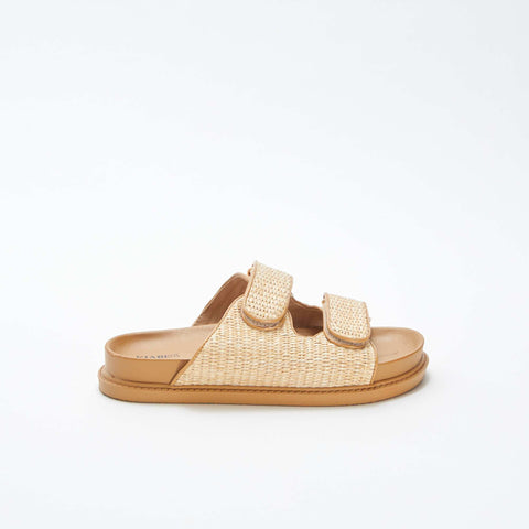 Mules double brides en paille
