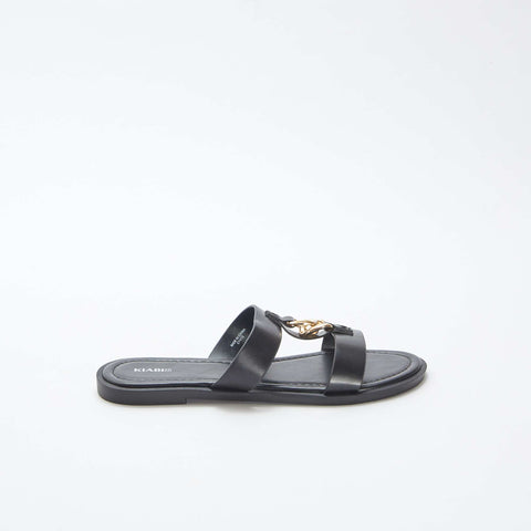 Mules plates avec bijoux fantaisies