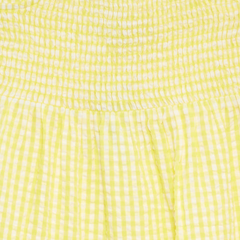Robe matière crépon avec haut smocké