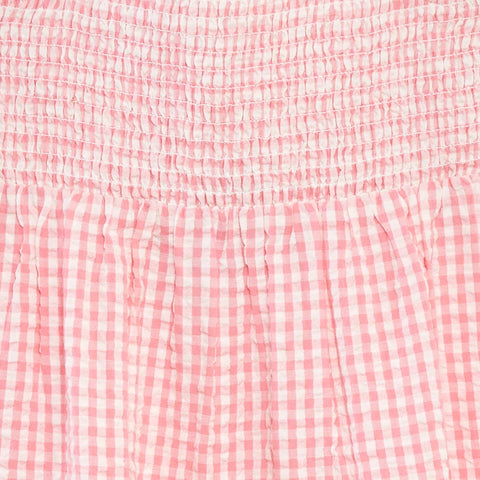 Robe matière crépon avec haut smocké
