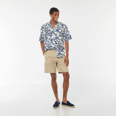 Chemise manches courtes imprimée en lin mélangé