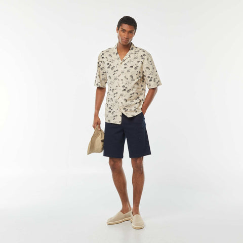 Chemise manches courtes imprimée en lin mélangé