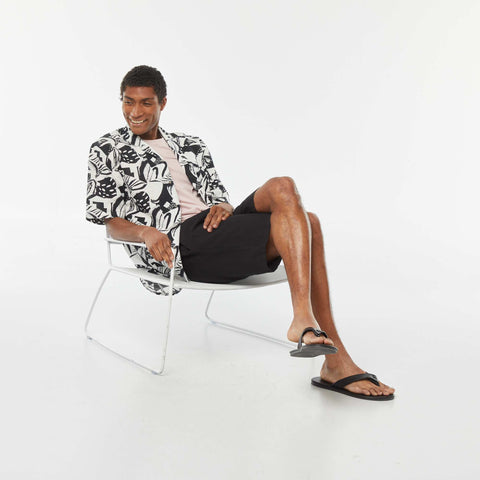 Chemise manches courtes imprimée en lin mélangé