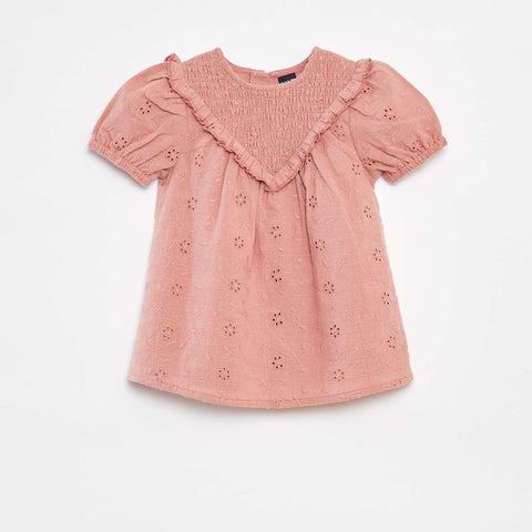 Ensemble robe avec broderies anglaises + culotte - 2 pièces