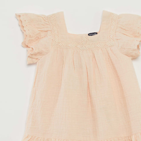 Robe en gaze de coton avec borderies anglaises