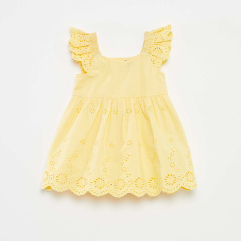Ensemble robe sans manches avec broderies anglaises + culotte - 2 pièces