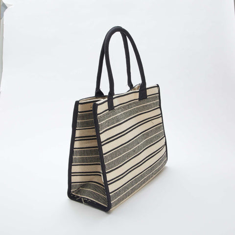 Sac cabas à imprimé rayures