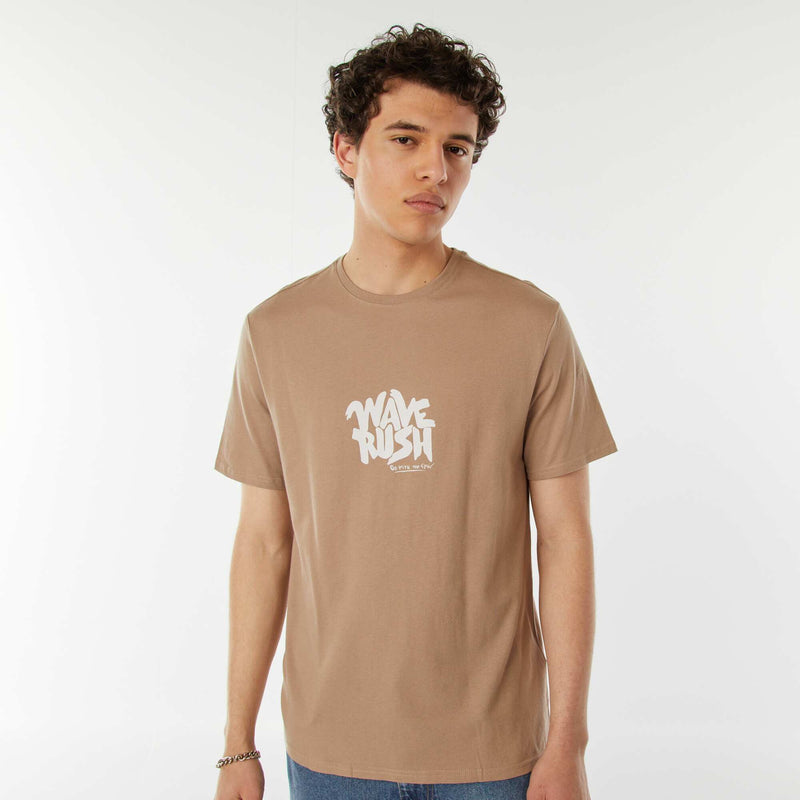 Tee-shirt imprimé à messages – Beige – Kiabi Maroc