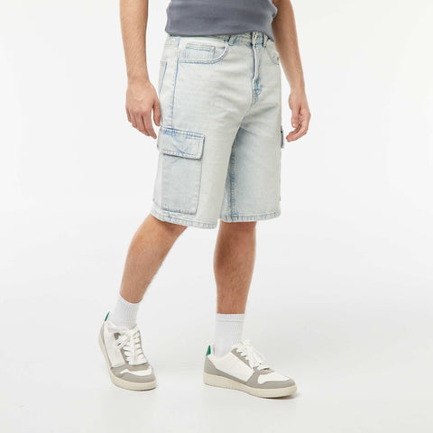 Bermuda en denim multi-poches