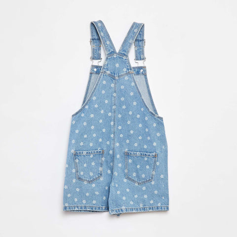 Salopette short en jean avec poche poitrine