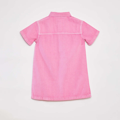 Robe courte en denim avec col chemisier