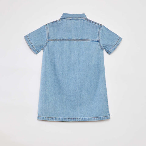 Robe courte en denim avec col chemisier